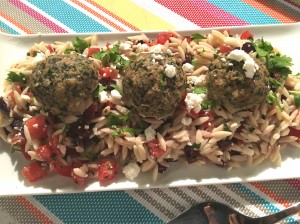 Rush Hour Meals - BT - Greek Meatballs over orzo