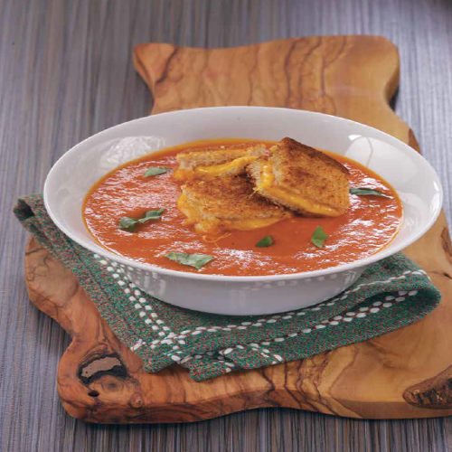Fresh Tomato Soup with Grilled Cheese Croutons Recipe - Rose Reisman