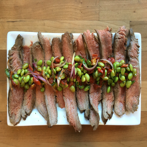 Healthy Flank Steak with Edamame and Sundried Tomato Salsa Rose Reisman Recipe